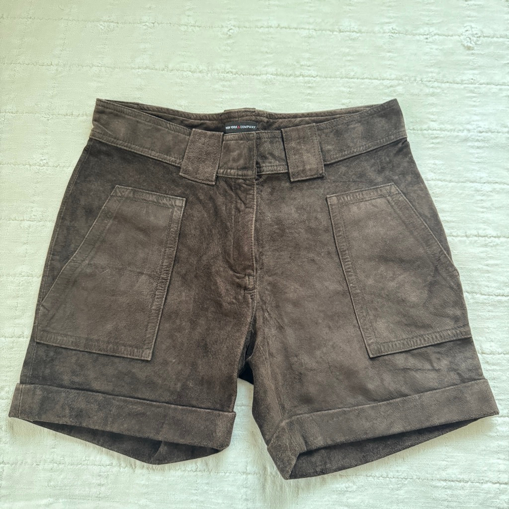 New York & Co. Brown Leather Suede Shorts • Size: S